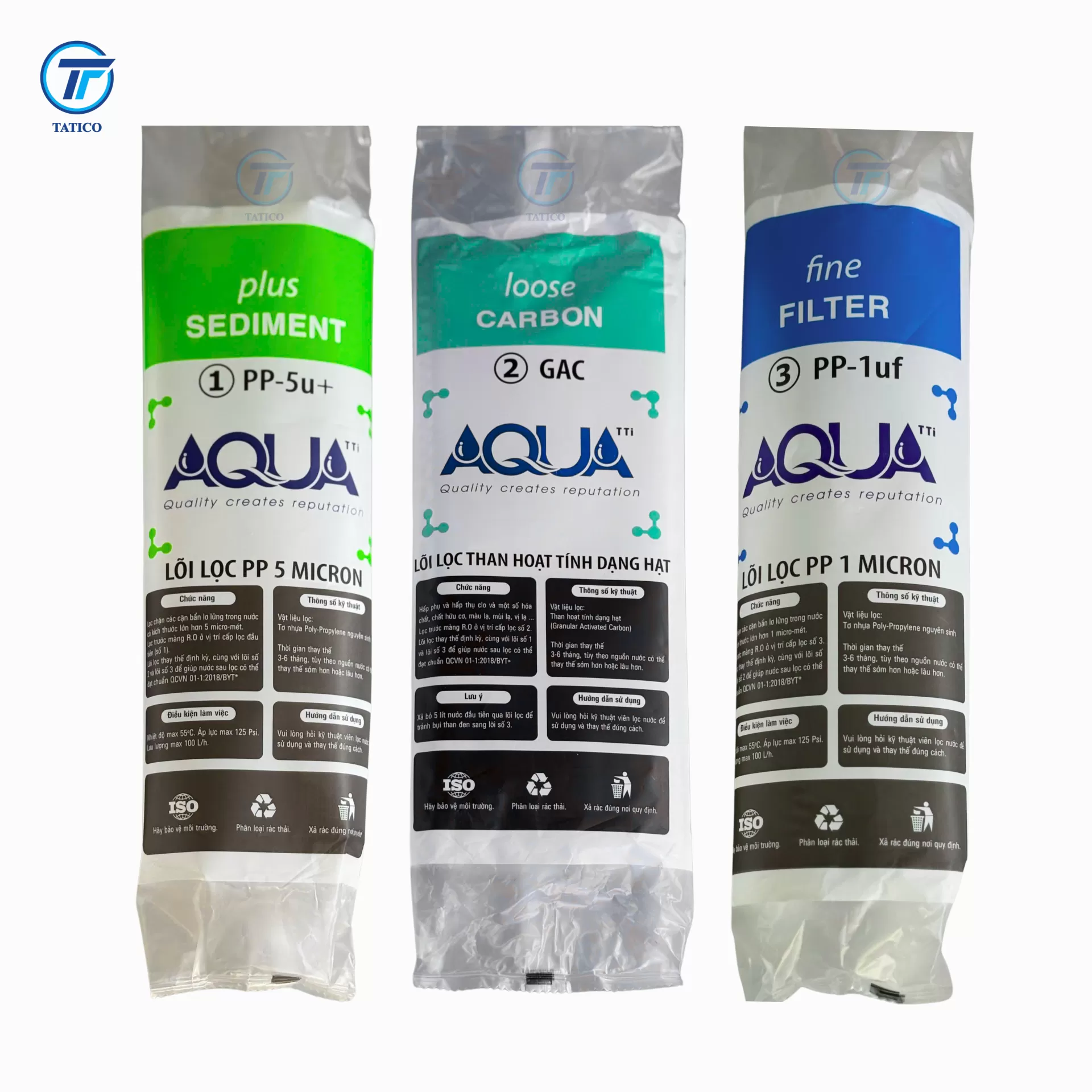 Combo 3 Lõi Lọc Số 1,2,3 AQUA (10 Inch) - Bộ Lõi Lọc Thô Thay Thế Cho Máy RO